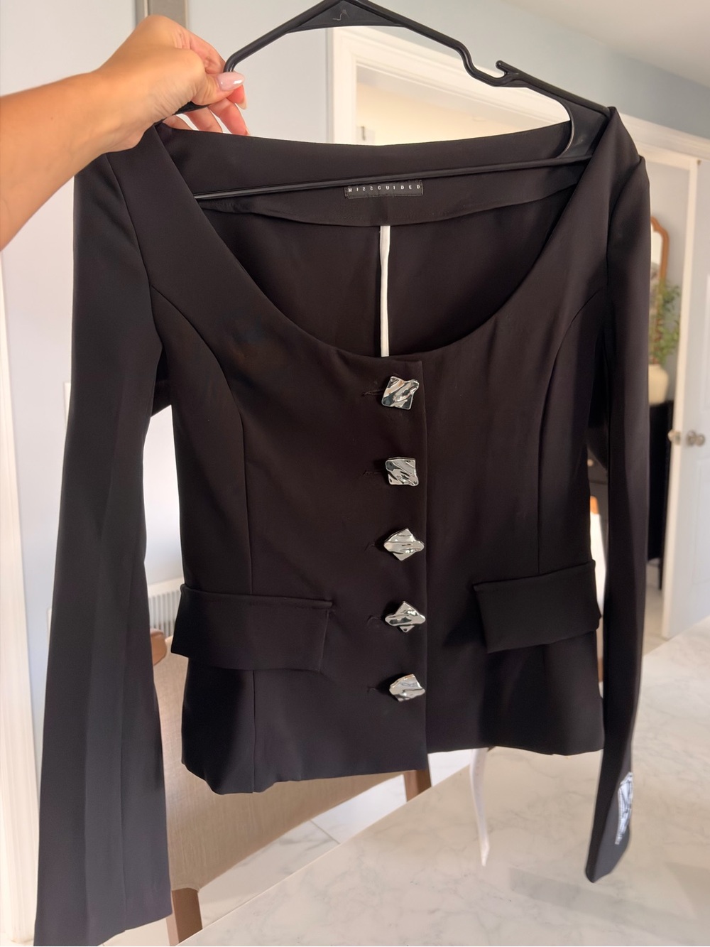 Missguided Black Sculpted Button Jacket